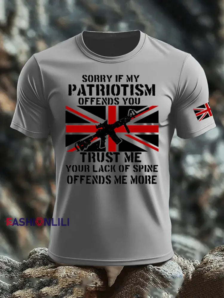 Men’s British Veteran imitation cotton short-sleeved T-shirt Light Gray / S