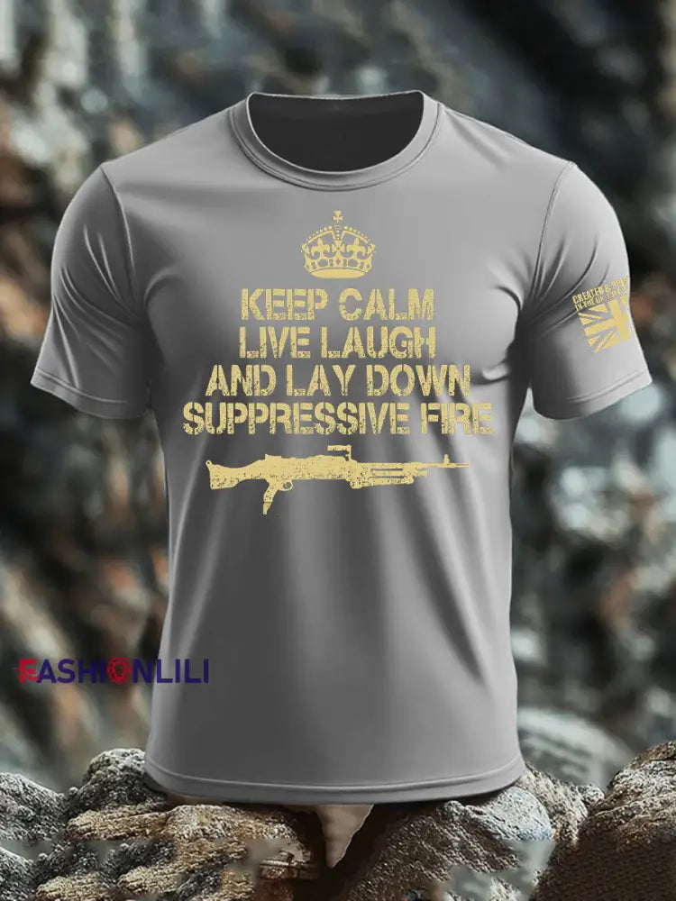 Men’s British Veteran imitation cotton short-sleeved T-shirt Light Gray / S