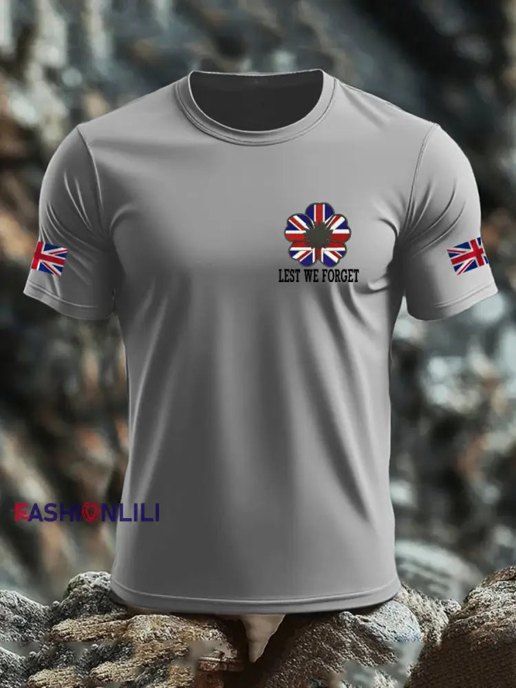 Men’s British Veteran imitation cotton short sleeved T shirt Light Gray / S