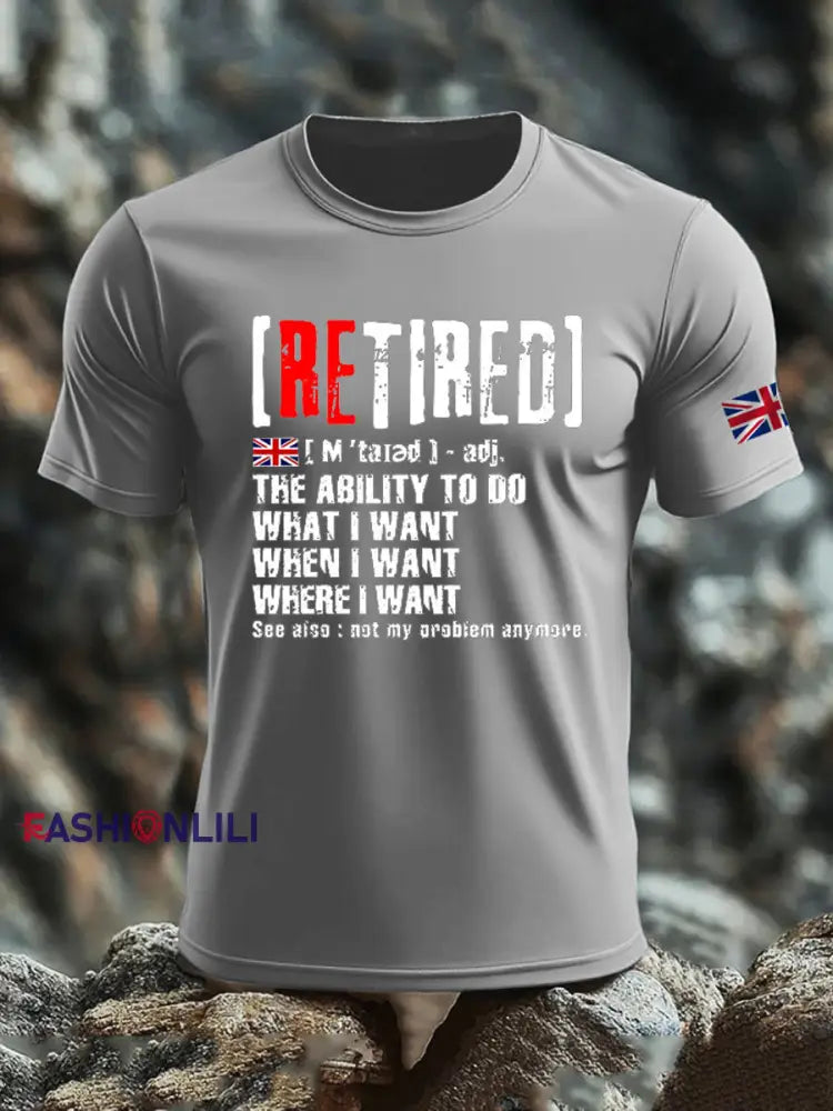 Men’s British Veteran imitation cotton short-sleeved T-shirt Light Gray / S