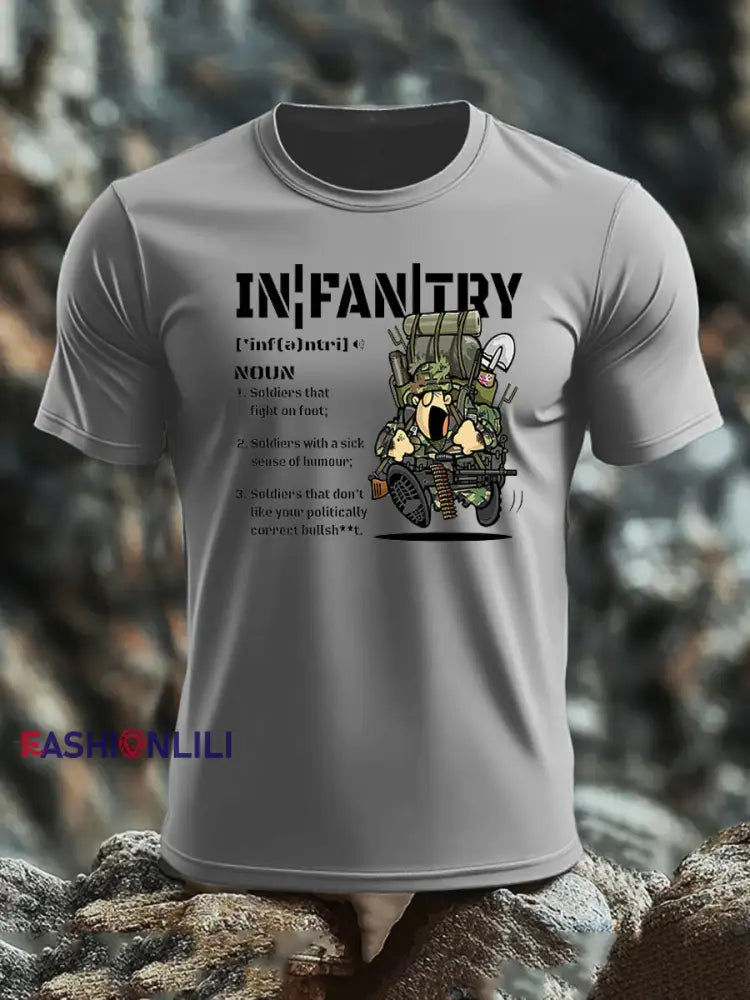 Men’s British Veteran imitation cotton short-sleeved T-shirt Light Gray / S