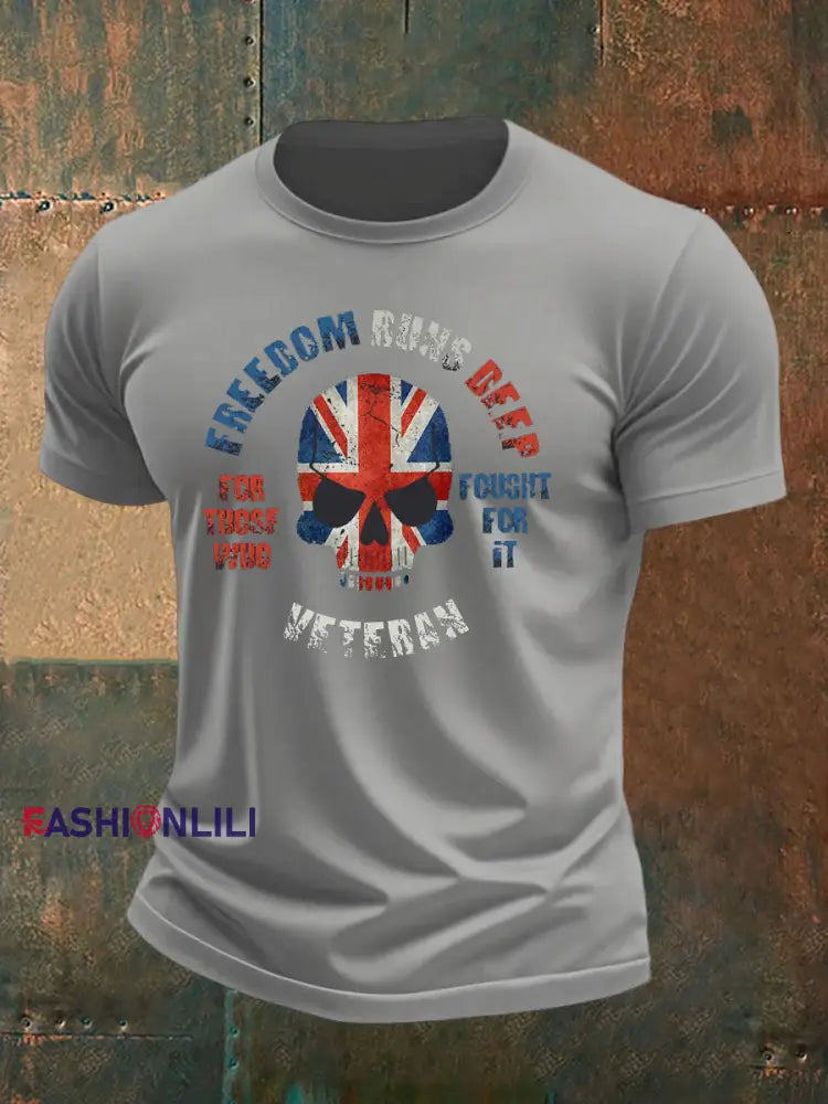 Men’s British Veteran imitation cotton short-sleeved T-shirt Light Gray / S