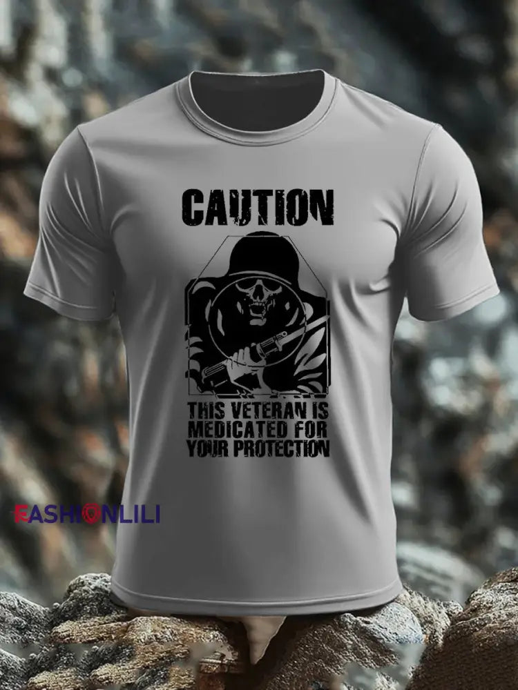 Men’s British Veteran imitation cotton short sleeved T shirt Light Gray / S
