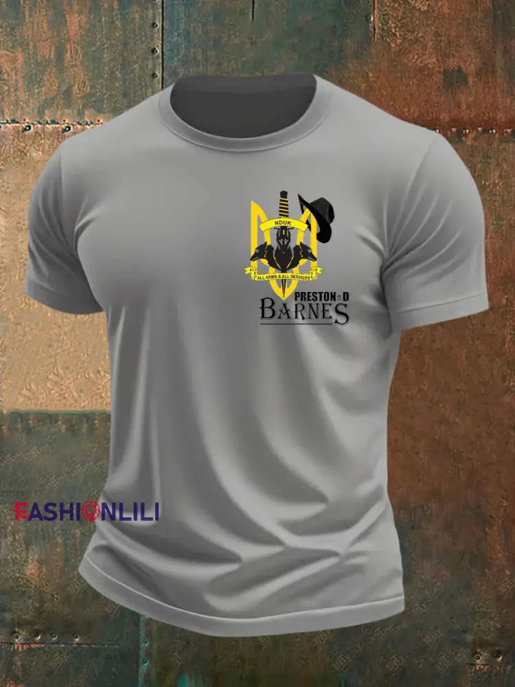 Men’s British Veteran imitation cotton short sleeved T shirt Light Gray / S