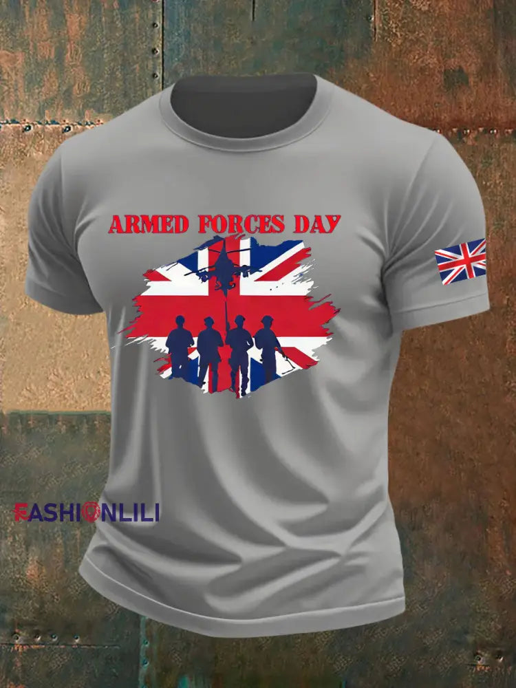 Men’s british veteran imitation cotton short sleeved T shirt Light Gray / S