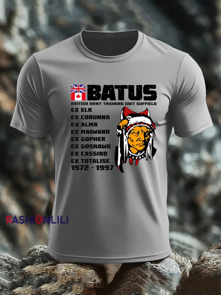 Men’s British Veteran imitation cotton short sleeved T shirt Light Gray / S
