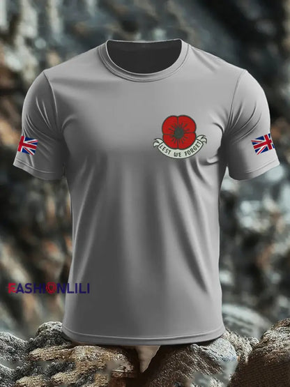 Men’s British Veteran imitation cotton short sleeved T shirt Light Gray / S
