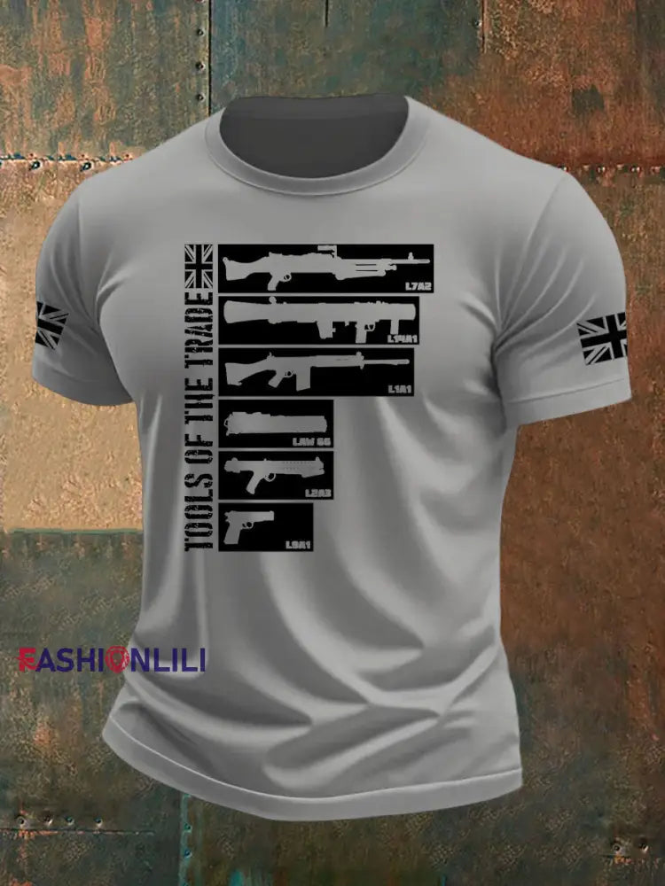 Men’s British Veteran imitation cotton short-sleeved T-shirt Light Gray / S