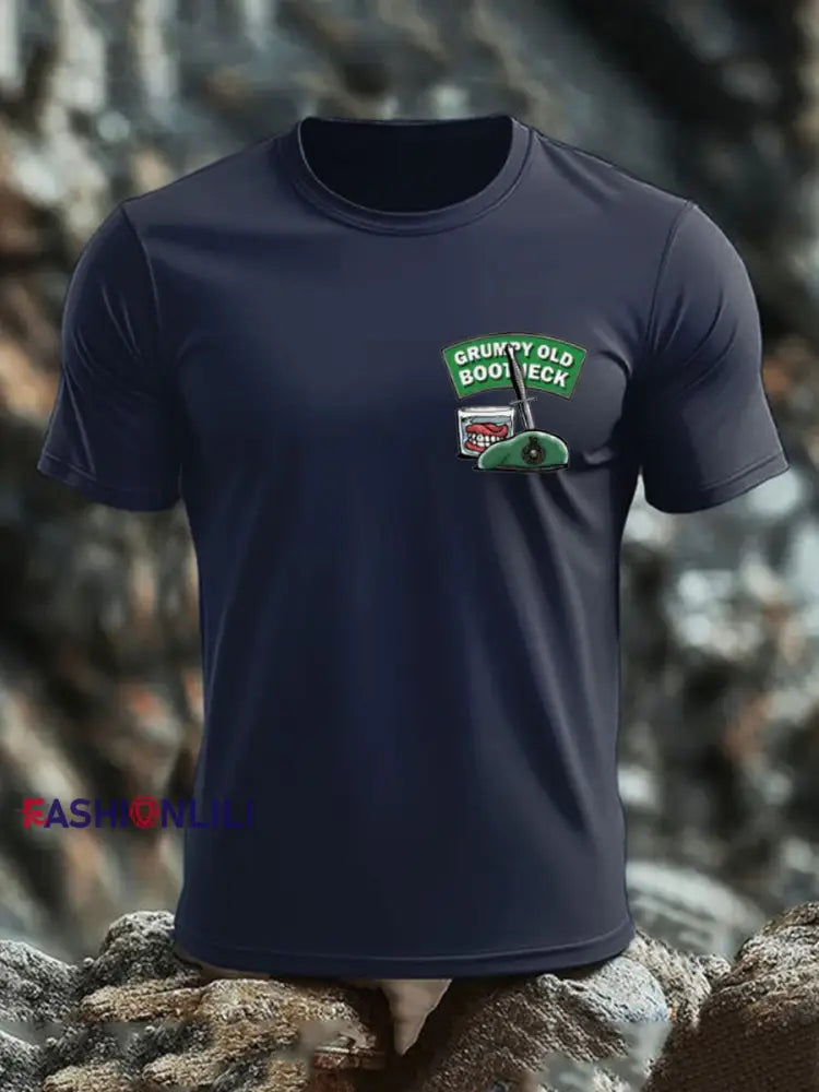 Men’s British Veteran imitation cotton short sleeved T shirt Navy Blue / S