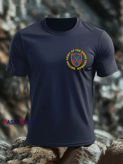 Men’s British Veteran imitation cotton short sleeved T shirt Navy Blue / S