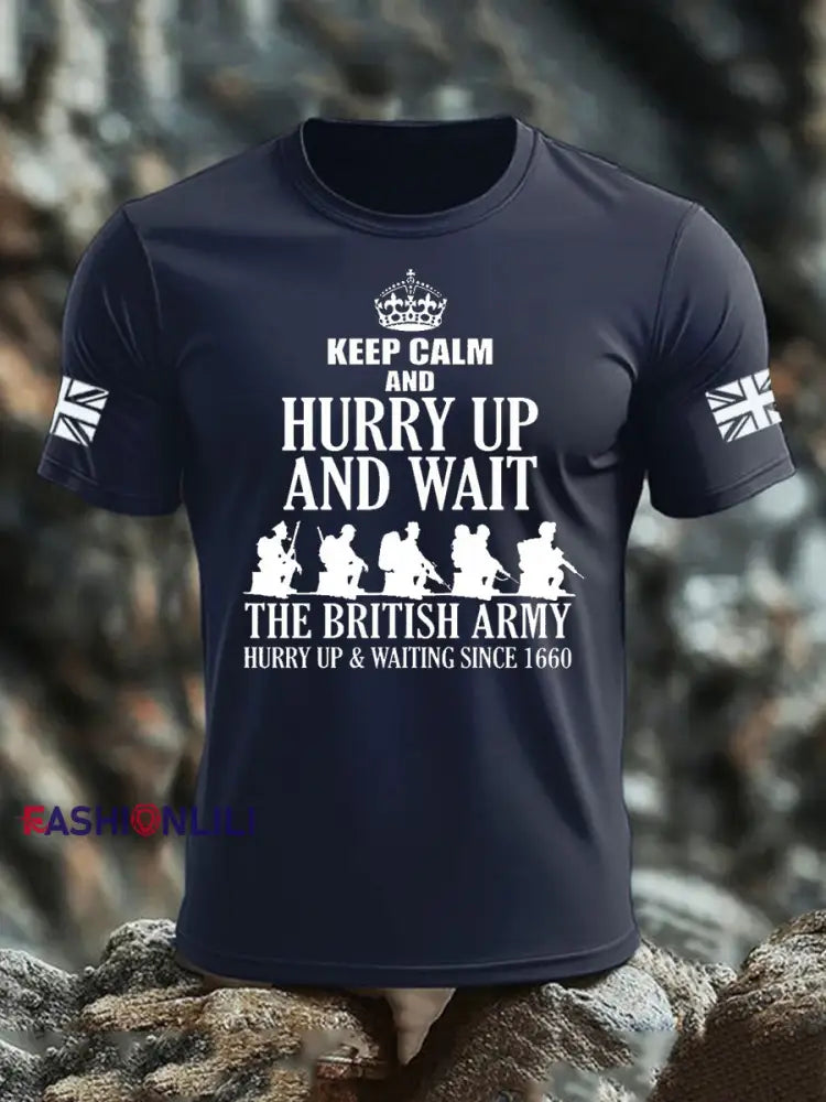 Men’s British Veteran imitation cotton short sleeved T shirt Navy Blue / S