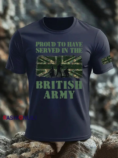 Men’s British Veteran imitation cotton short-sleeved T-shirt Navy Blue / S