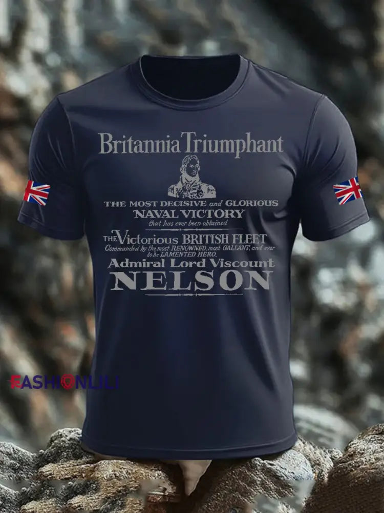 Men’s British Veteran imitation cotton short sleeved T shirt Navy Blue / S