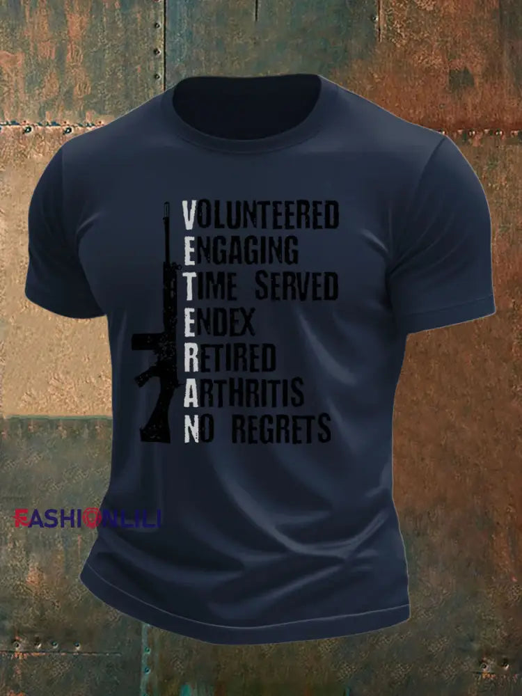 Men’s British Veteran imitation cotton short-sleeved T-shirt Navy Blue / S