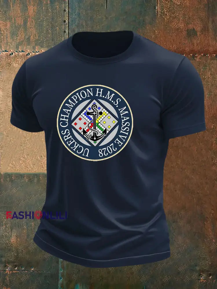 Men’s british veteran imitation cotton short sleeved T shirt Navy Blue / S
