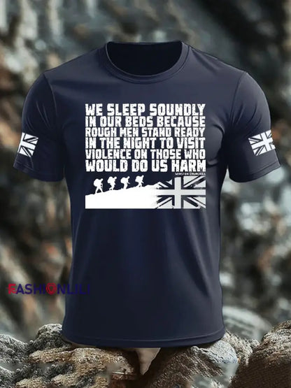 Men’s British Veteran imitation cotton short sleeved T shirt Navy Blue / S