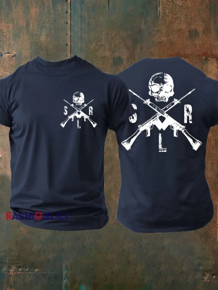 Men’s British Veteran imitation cotton short sleeved T shirt Navy Blue / S