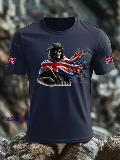 Men’s British Veteran imitation cotton short sleeved T shirt Navy Blue / S