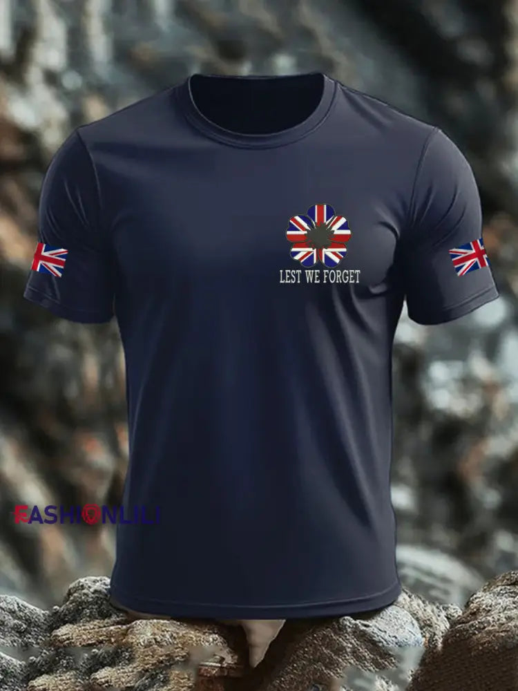 Men’s British Veteran imitation cotton short sleeved T shirt Navy Blue / S