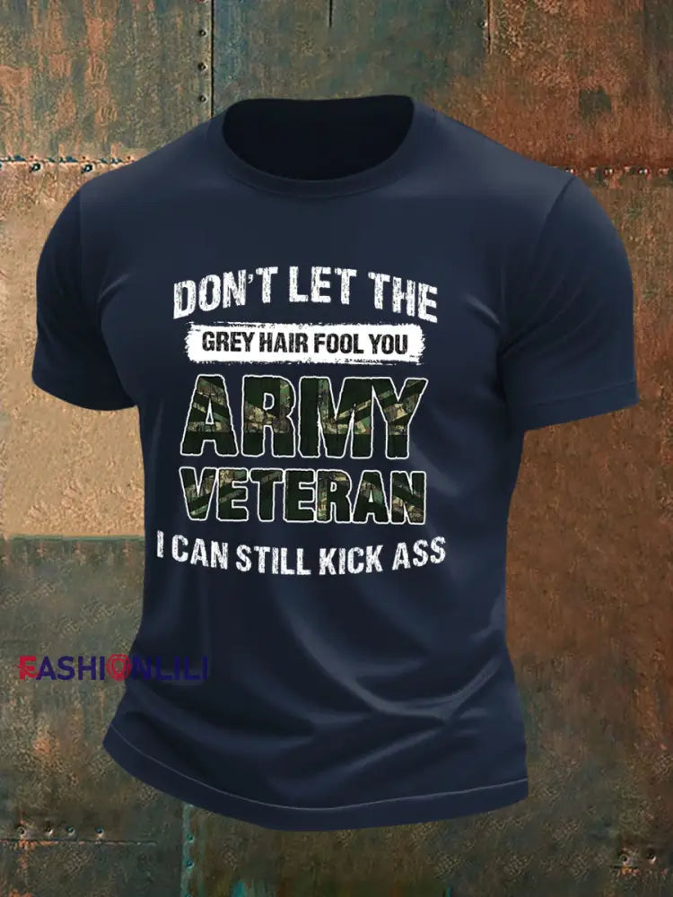 Men’s British Veteran imitation cotton short-sleeved T-shirt Navy Blue / S