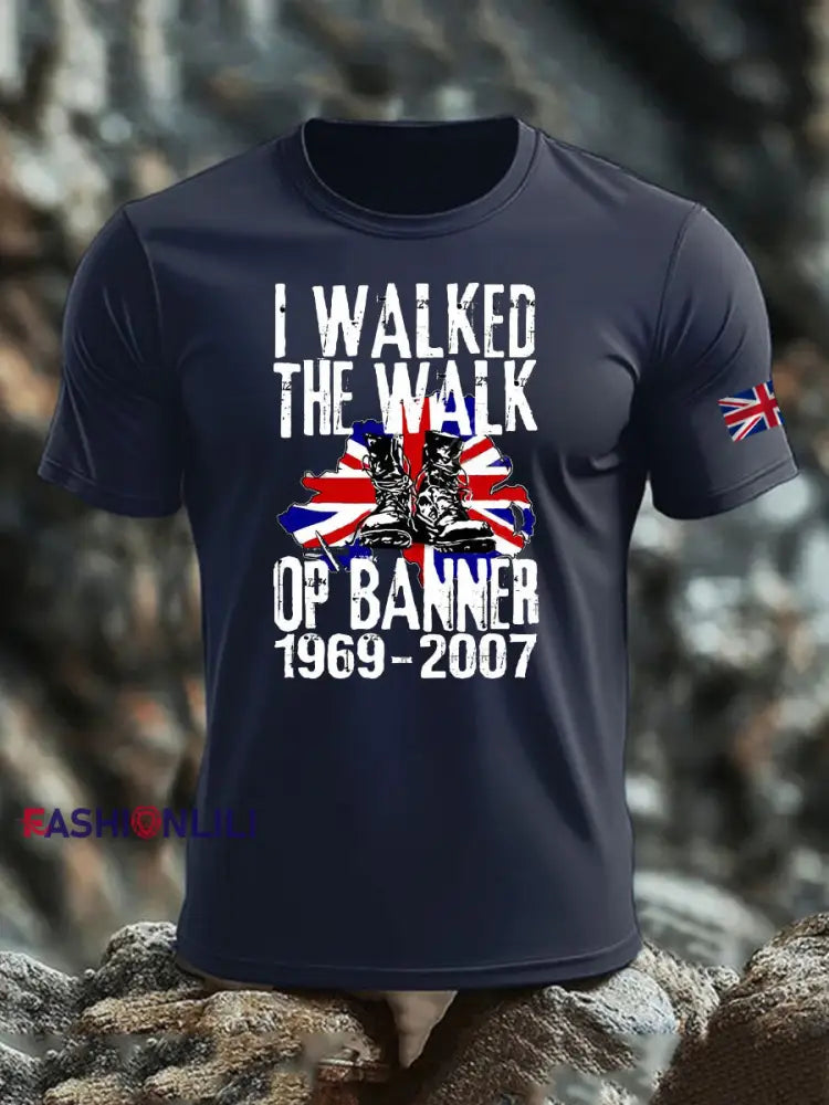 Men’s British Veteran imitation cotton short-sleeved T-shirt Navy Blue / S
