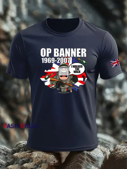 Men’s British Veteran imitation cotton short-sleeved T-shirt Navy Blue / S