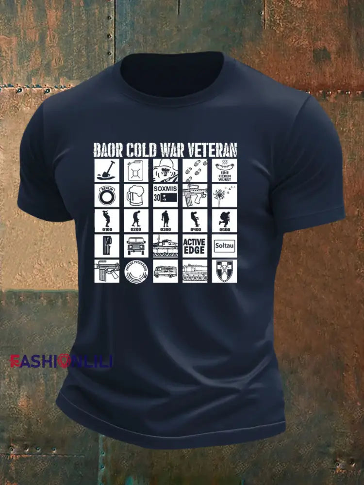 Men’s British Veteran imitation cotton short sleeved T shirt Navy Blue / S