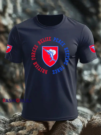 Men’s British Veteran imitation cotton short sleeved T shirt Navy Blue / S