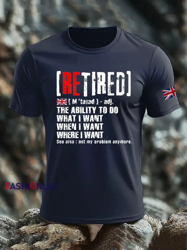 Men’s British Veteran imitation cotton short-sleeved T-shirt Navy Blue / S