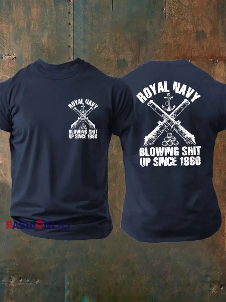 Men’s British Veteran imitation cotton short sleeved T shirt Navy Blue / S
