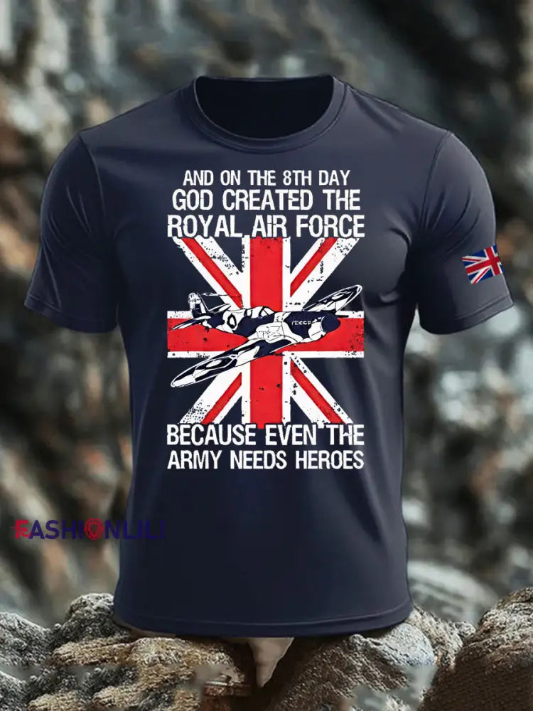 Men’s British Veteran imitation cotton short-sleeved T-shirt Navy Blue / S