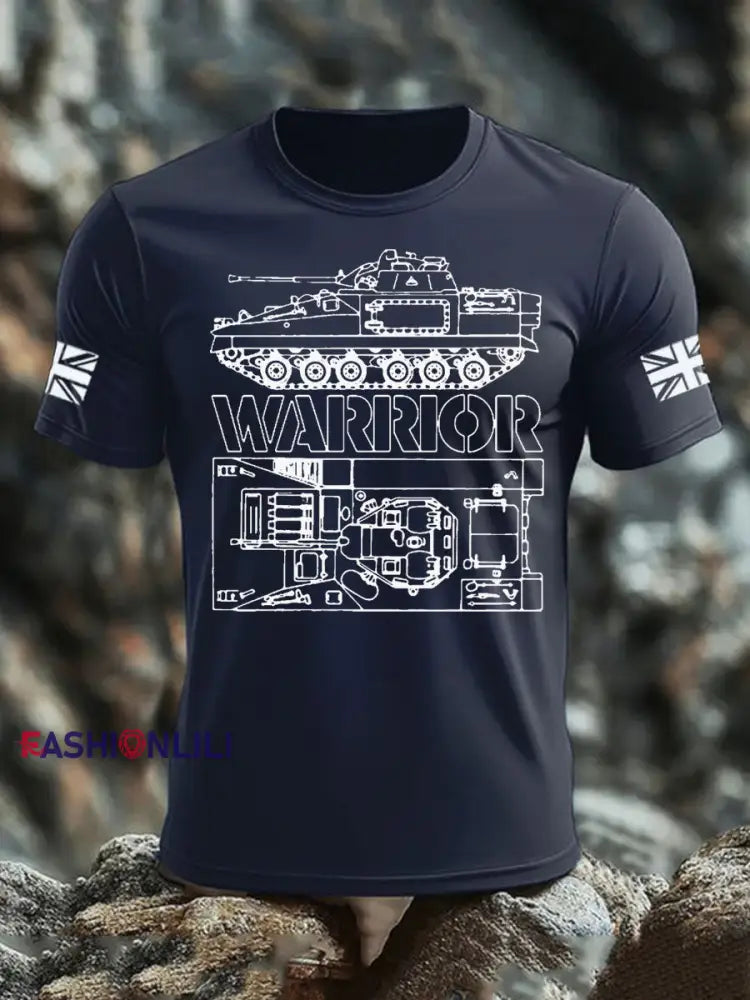 Men’s British Veteran imitation cotton short sleeved T shirt Navy Blue / S