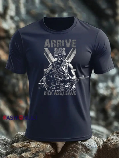 Men’s British Veteran imitation cotton short-sleeved T-shirt Navy Blue / S