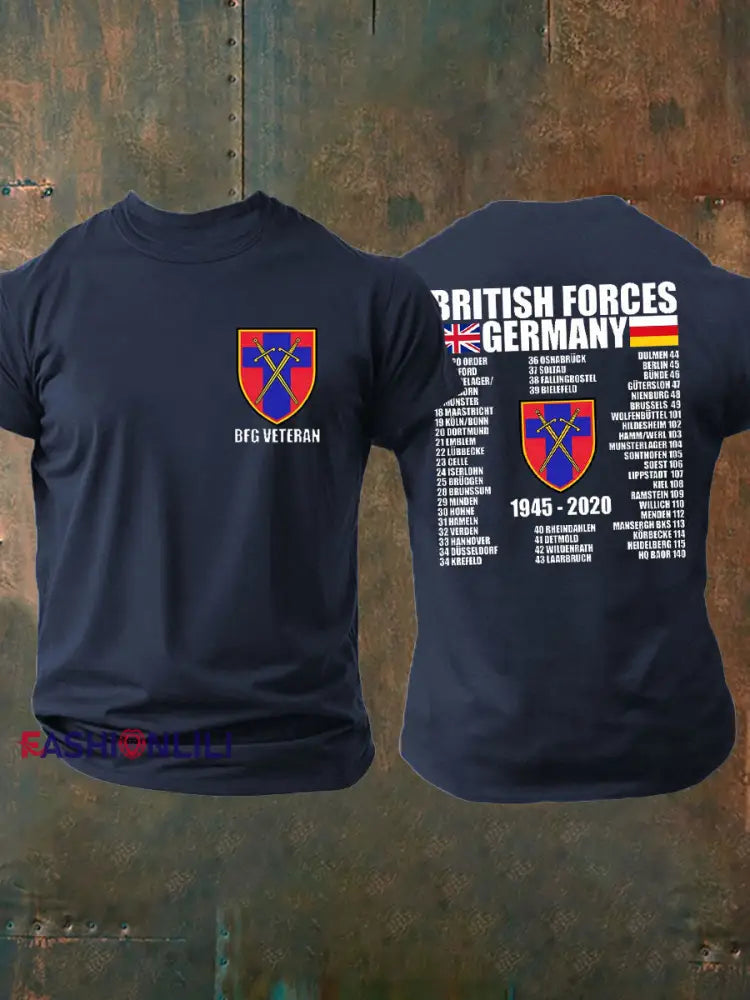 Men’s British Veteran imitation cotton short sleeved T shirt Navy Blue / S