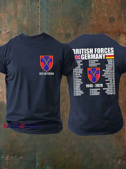 Men’s British Veteran imitation cotton short sleeved T shirt Navy Blue / S