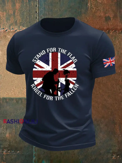 Men’s british veteran imitation cotton short sleeved T shirt Navy Blue / S
