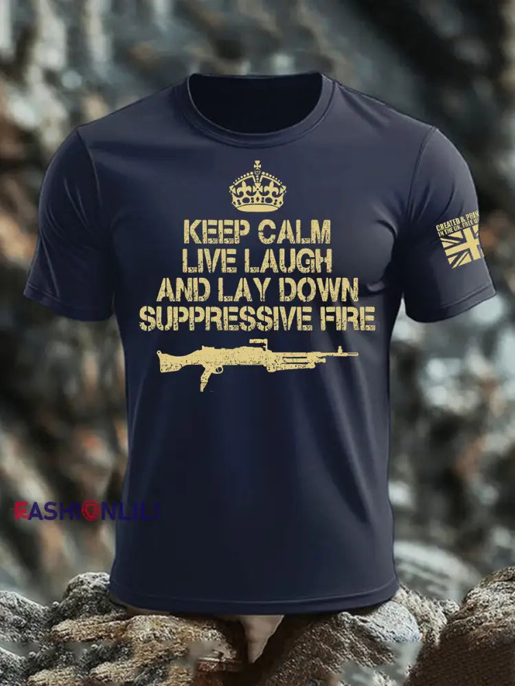 Men’s British Veteran imitation cotton short-sleeved T-shirt Navy Blue / S