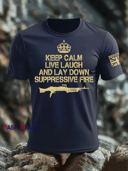 Men’s British Veteran imitation cotton short-sleeved T-shirt Navy Blue / S