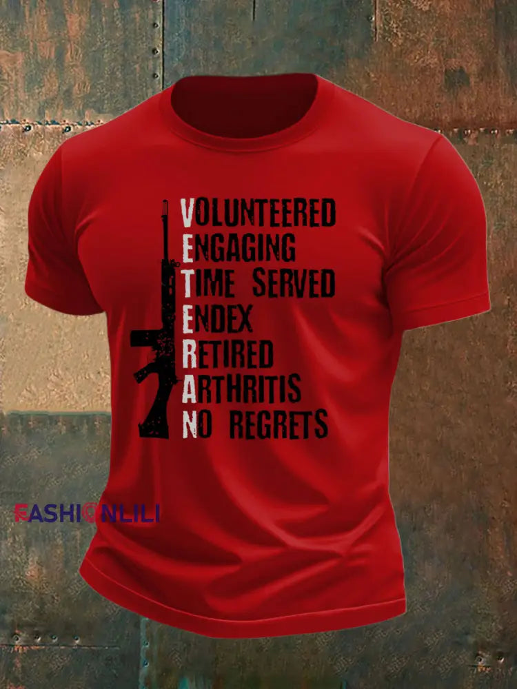 Men’s British Veteran imitation cotton short-sleeved T-shirt Pure Red / S
