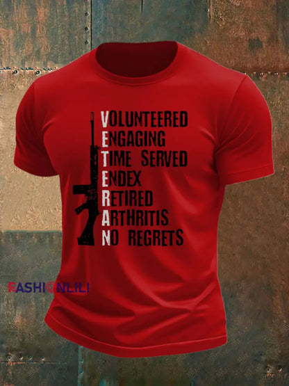 Men’s British Veteran imitation cotton short-sleeved T-shirt Pure Red / S