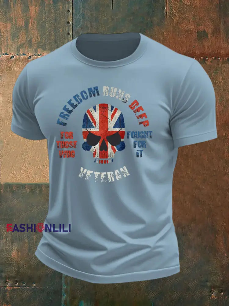 Men’s British Veteran imitation cotton short-sleeved T-shirt Sky Blue / S