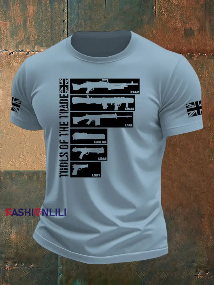 Men’s British Veteran imitation cotton short-sleeved T-shirt Sky Blue / S