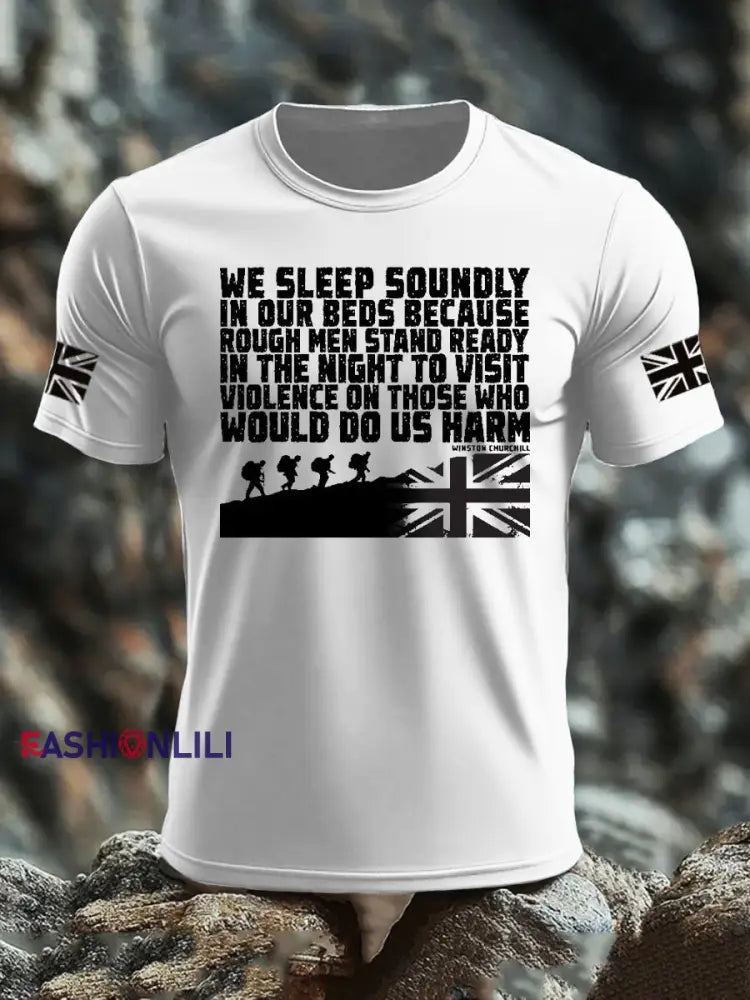 Men’s British Veteran imitation cotton short sleeved T shirt White / S