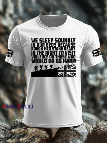 Men’s British Veteran imitation cotton short sleeved T shirt White / S