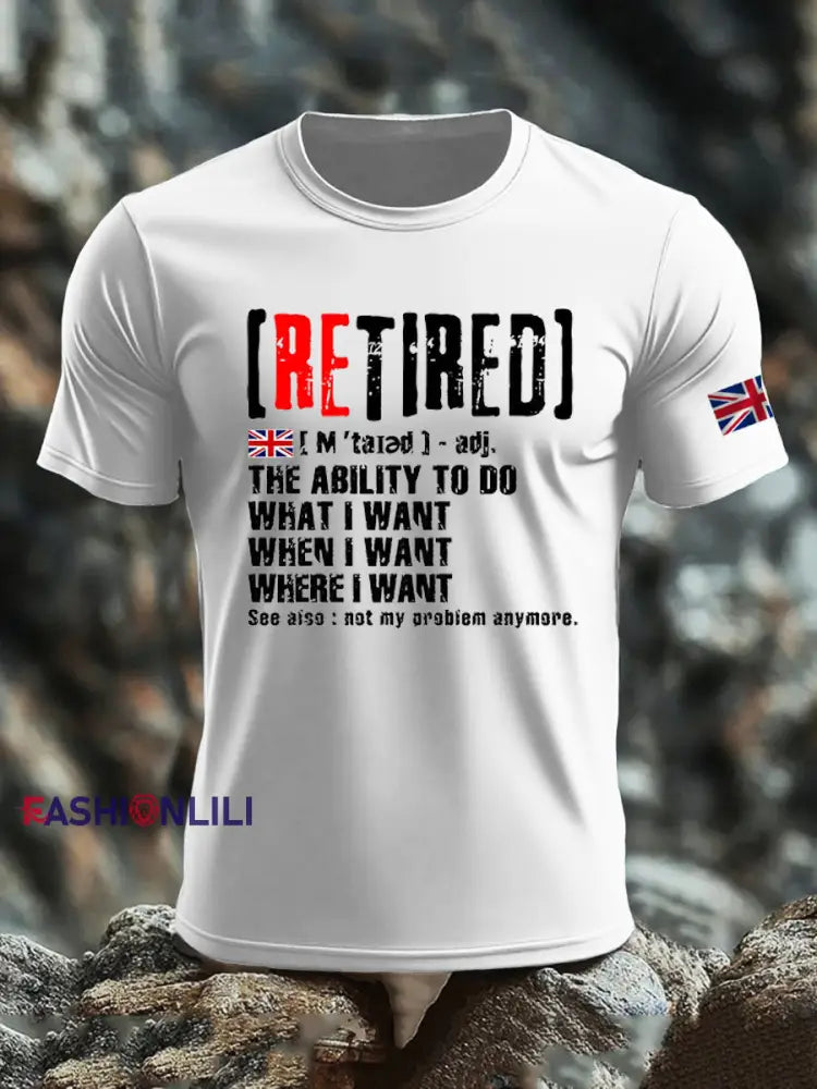 Men’s British Veteran imitation cotton short-sleeved T-shirt White / S