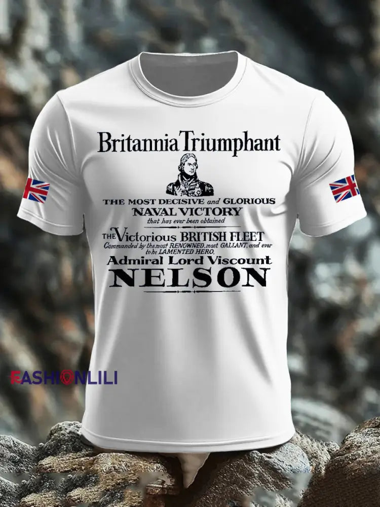 Men’s British Veteran imitation cotton short sleeved T shirt White / S
