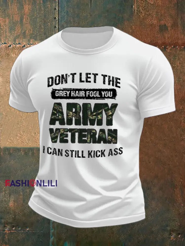 Men’s British Veteran imitation cotton short-sleeved T-shirt White / S
