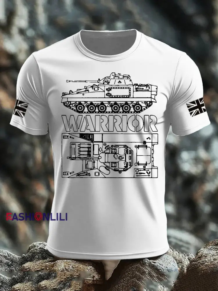 Men’s British Veteran imitation cotton short sleeved T shirt White / S