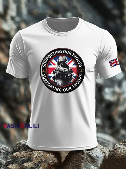 Men’s British Veteran imitation cotton short-sleeved T-shirt White / S