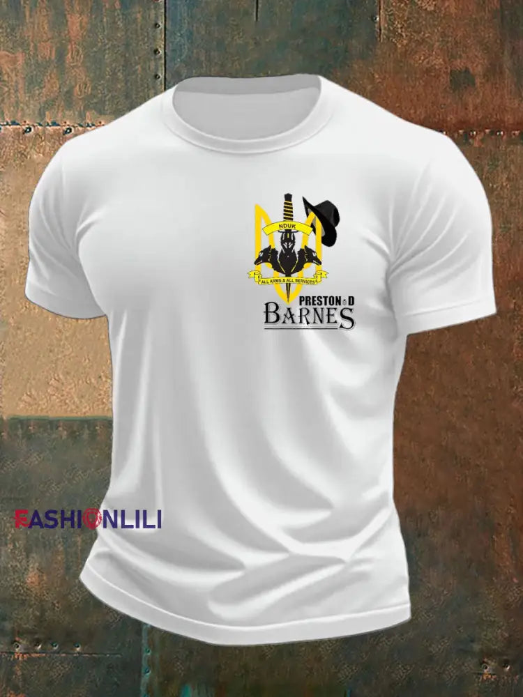 Men’s British Veteran imitation cotton short sleeved T shirt White / S